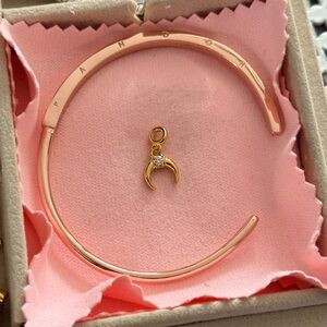 Pandora Rose Gold Open Bangle with Moon Charm